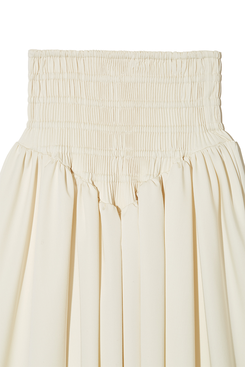 Asymmetric Gathered Midi Skirt 詳細画像 White 3