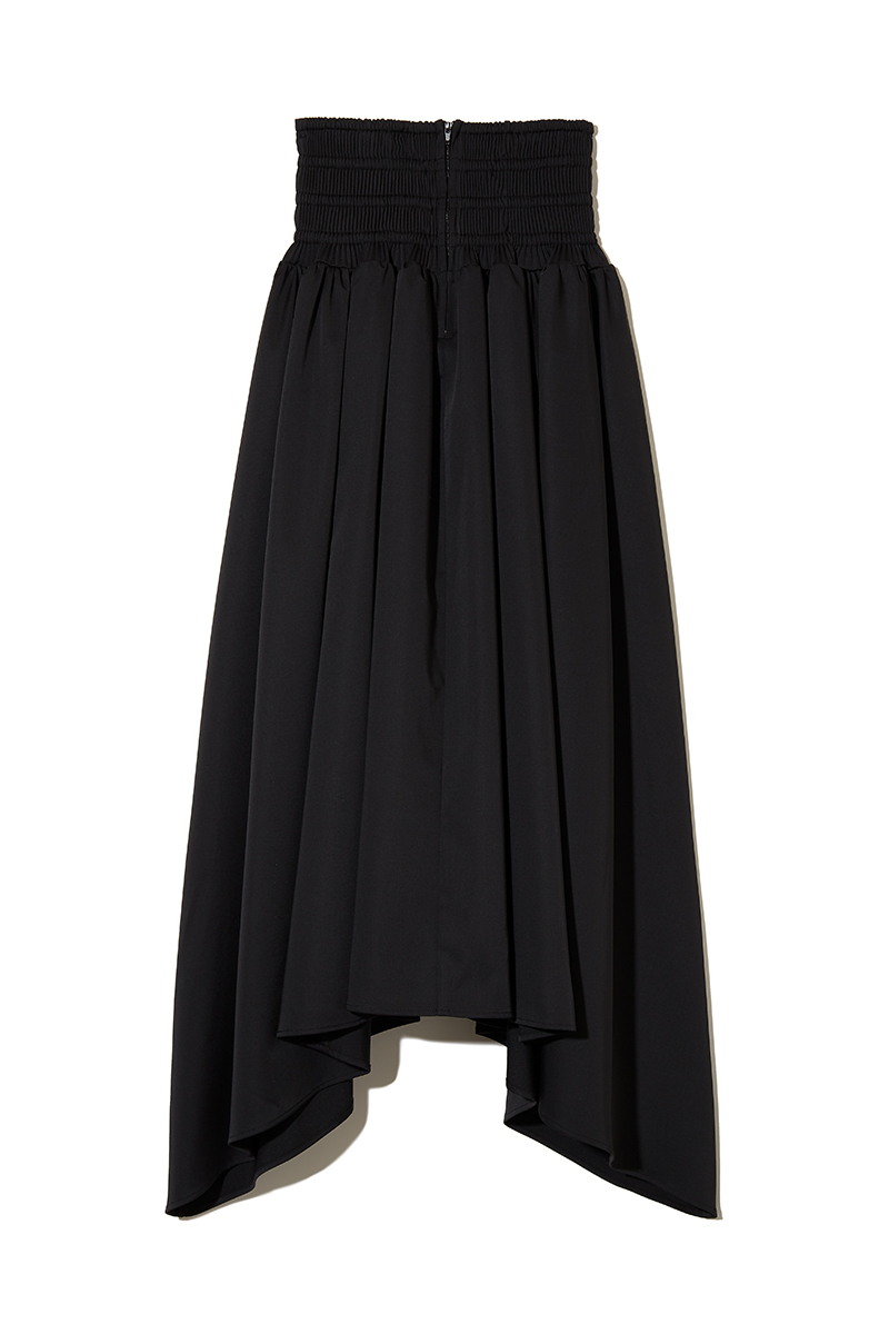 Asymmetric Gathered Midi Skirt 詳細画像 Black 2