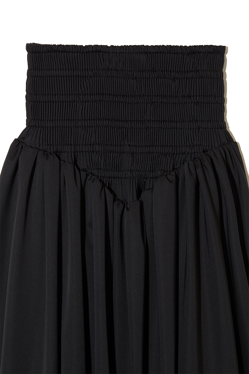 Asymmetric Gathered Midi Skirt 詳細画像 Black 3