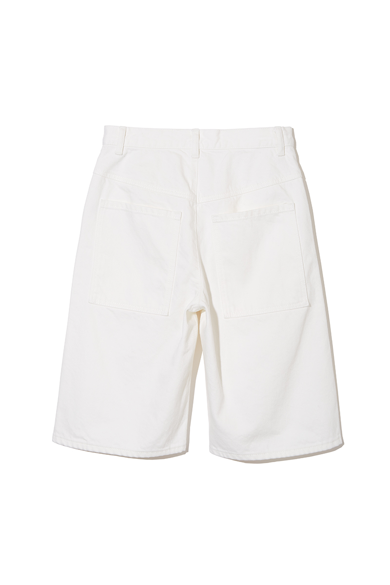 High-Rise Denim Shorts 詳細画像 White 2