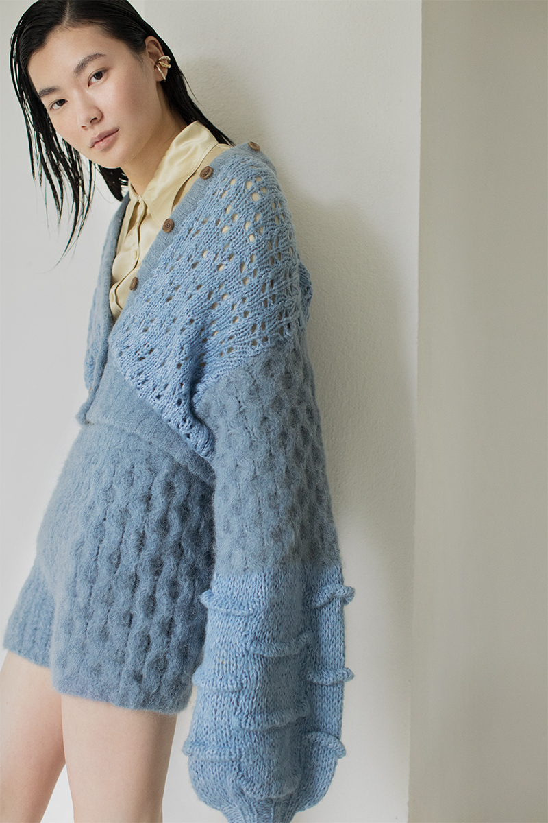 Alpaca Hand Knitted Shorts 詳細画像 Blue 1