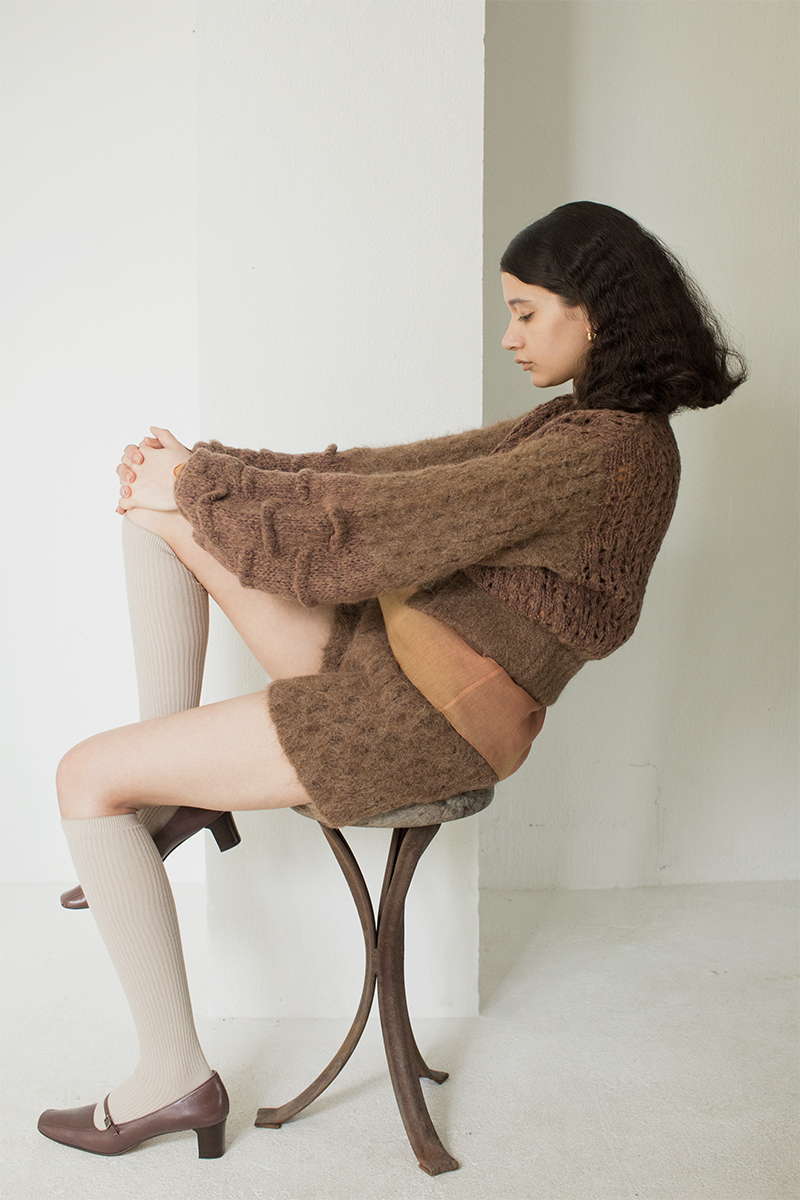 Alpaca Hand Knitted Shorts 詳細画像 Brown 1