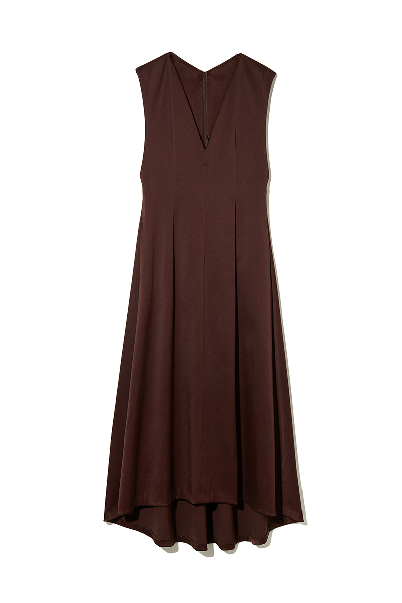 Satin V-neck Midi Dress 詳細画像 Brown 1