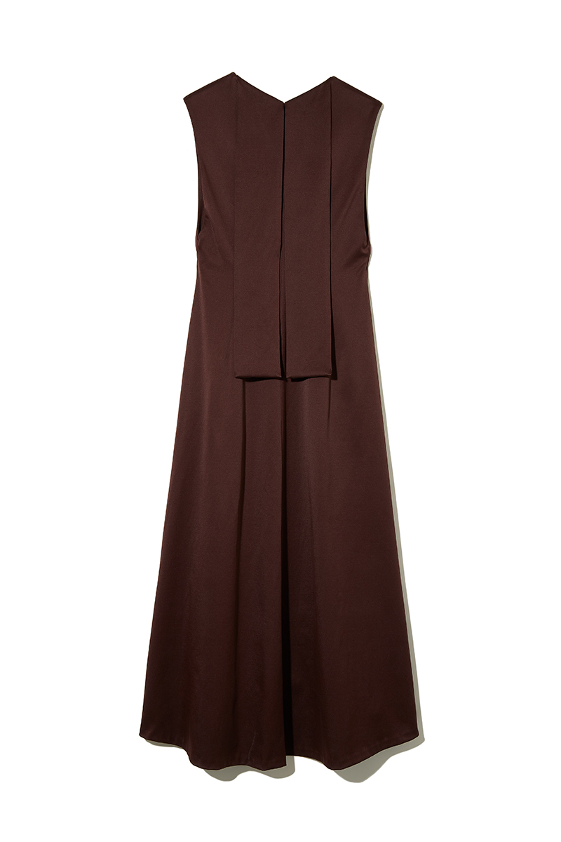 Satin V-neck Midi Dress 詳細画像 Brown 2