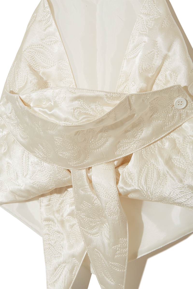 Botanical Satin Quilting Scarf 詳細画像 White 4