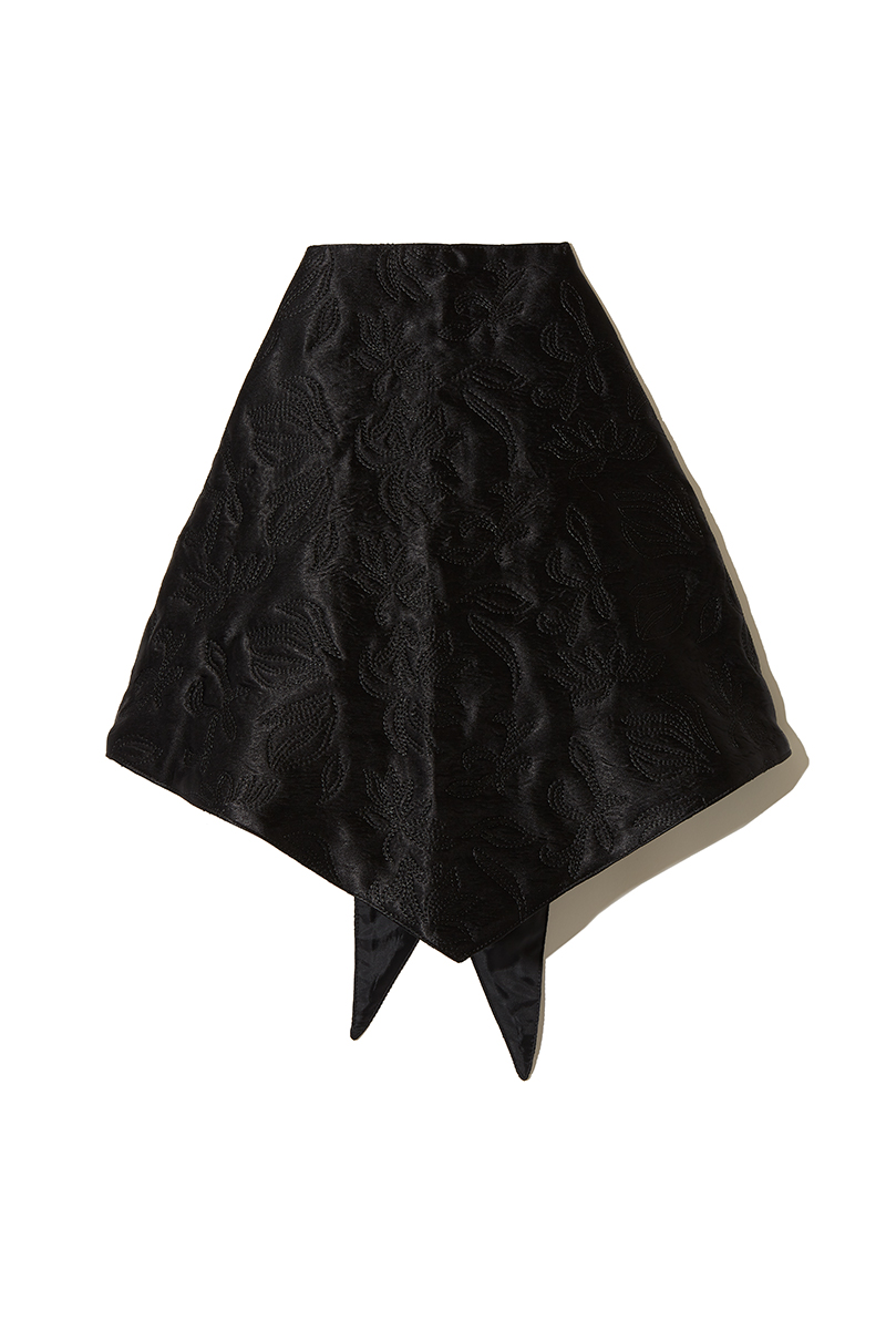Botanical Satin Quilting Scarf 詳細画像 Black 2