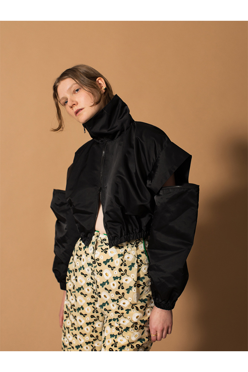 Nylon Cropped Jacket 詳細画像 Black 1