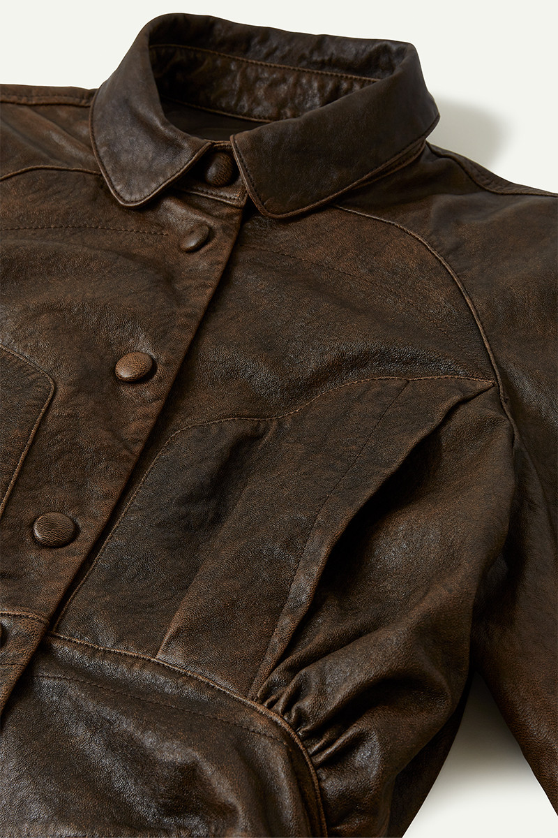 Vegetable Tanned Lamb Leather Jacket 詳細画像 Brown 3