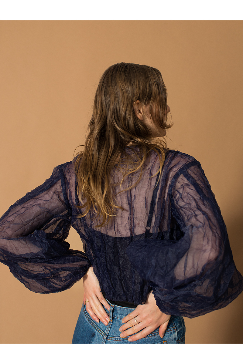 Recycle Organdy Pleats Top 詳細画像 Navy 1