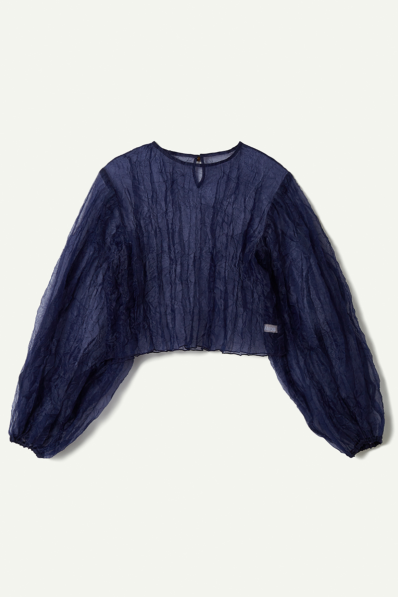 Recycle Organdy Pleats Top 詳細画像 Navy 1
