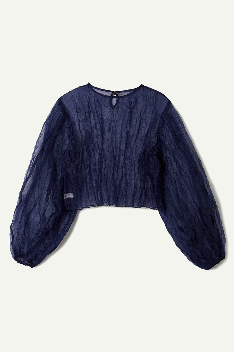 Recycle Organdy Pleats Top 詳細画像 Navy 2