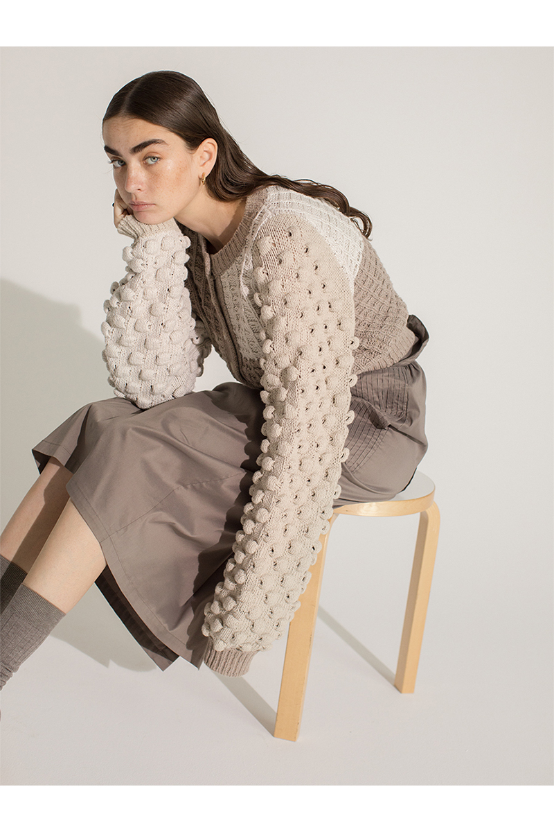 Bubble Patchwork Cardigan 詳細画像 White 4