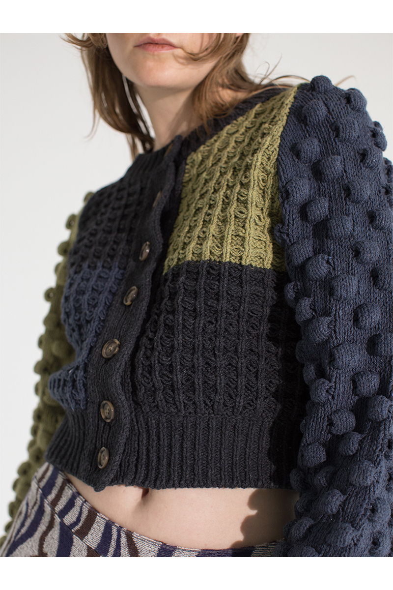 Bubble Patchwork Cardigan 詳細画像 Blue 3