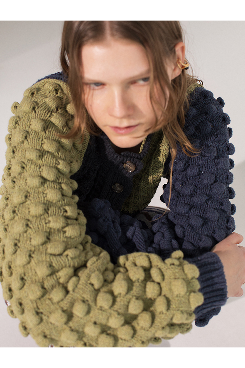 Bubble Patchwork Cardigan 詳細画像 Blue 4
