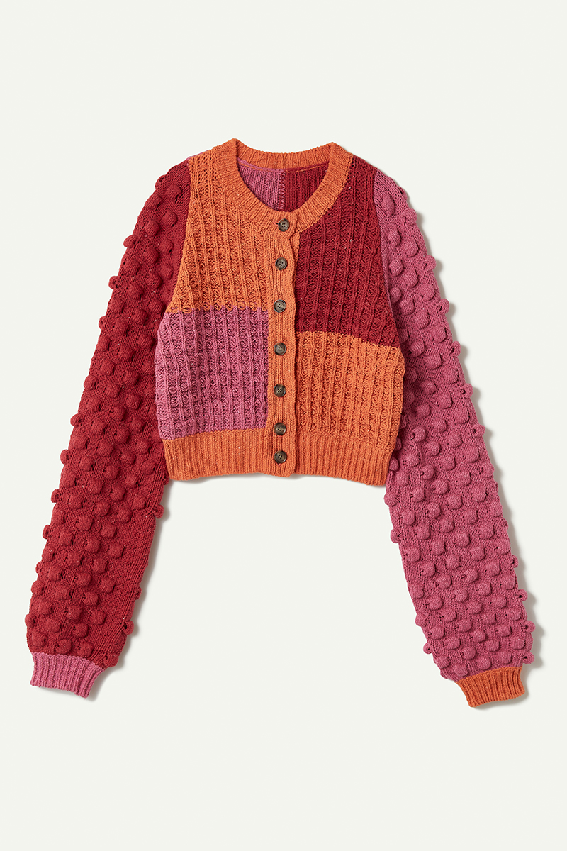 Bubble Patchwork Cardigan 詳細画像 Pink 1