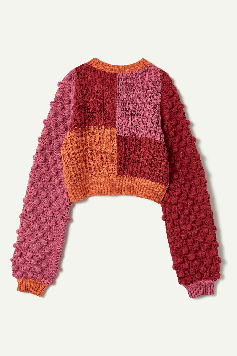 Bubble Patchwork Cardigan 詳細画像 Pink 2