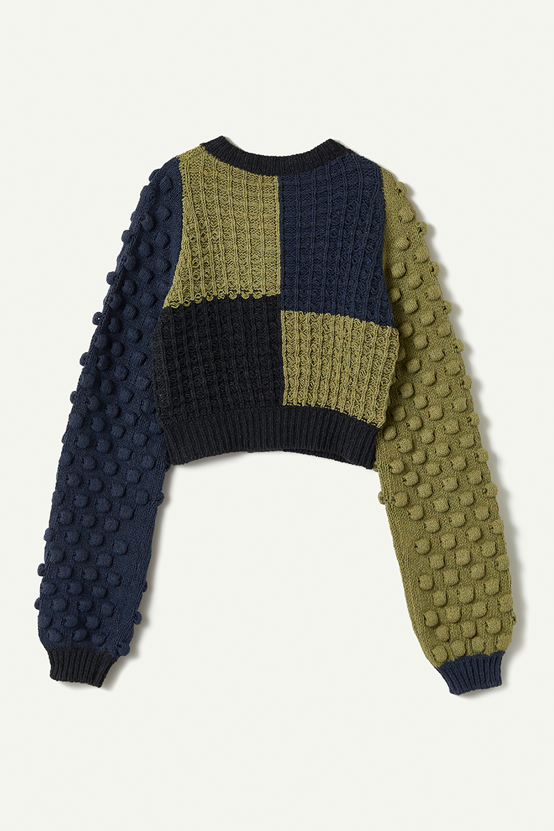 Bubble Patchwork Cardigan 詳細画像 Blue 2