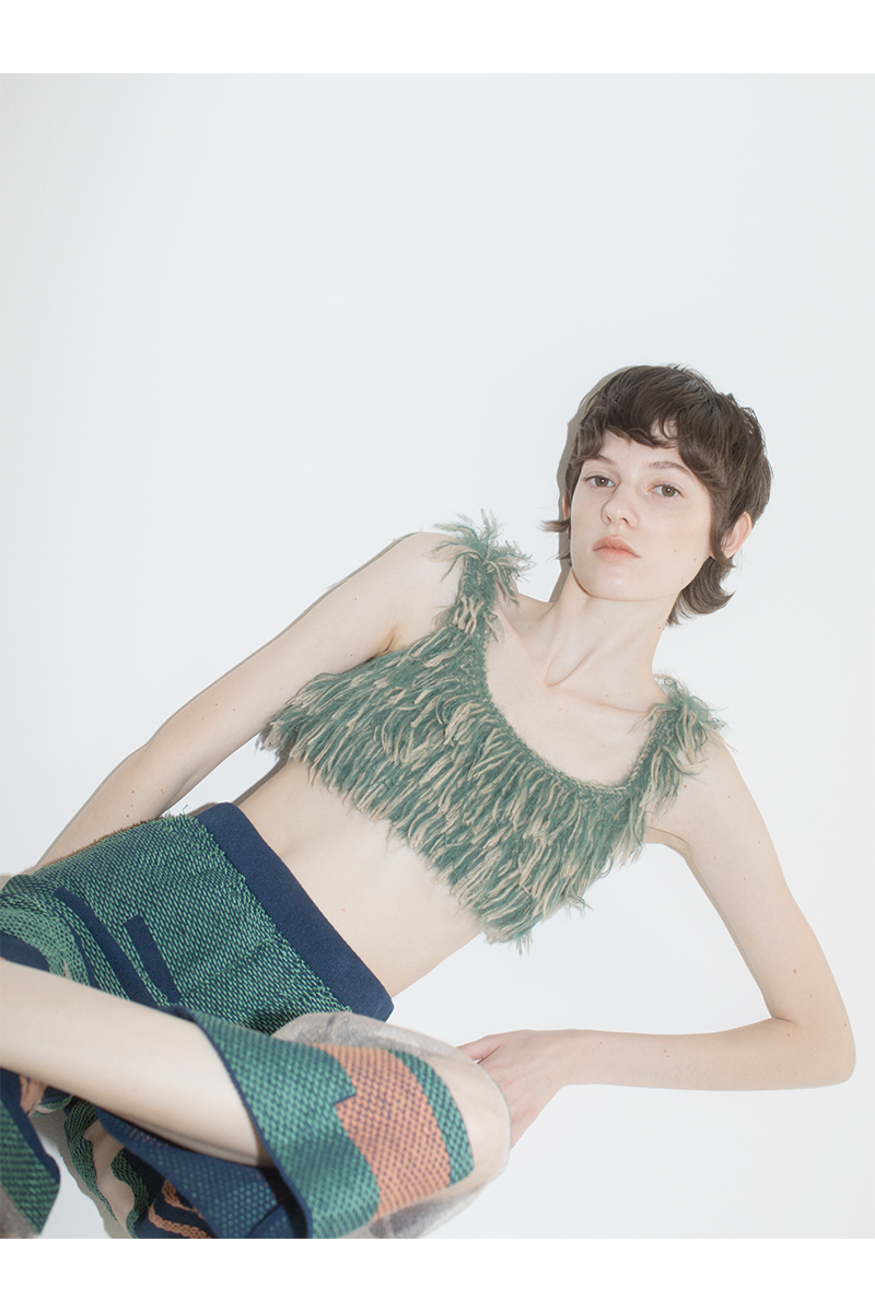 Mohair Mixed Fringe Top 詳細画像 Green 1