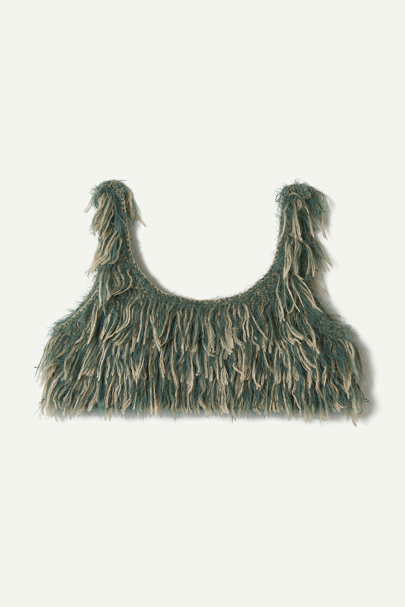 Mohair Mixed Fringe Top 詳細画像 Green 1