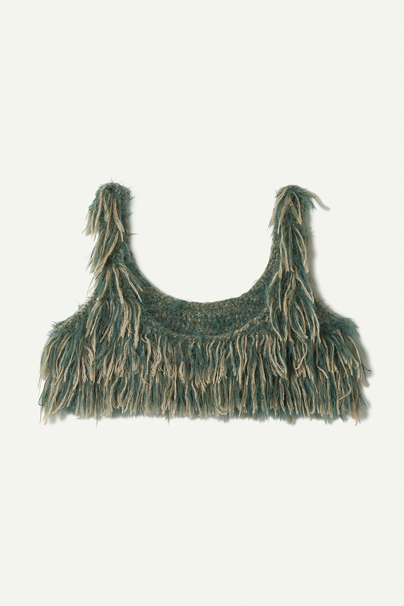 Mohair Mixed Fringe Top 詳細画像 Green 2