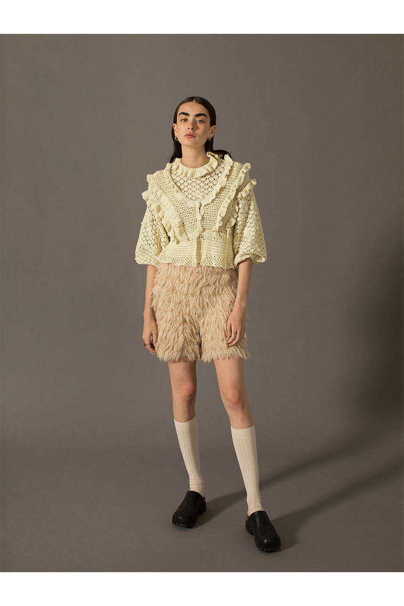 Mohair Mixed Fringe Shorts 詳細画像 Ivory 3