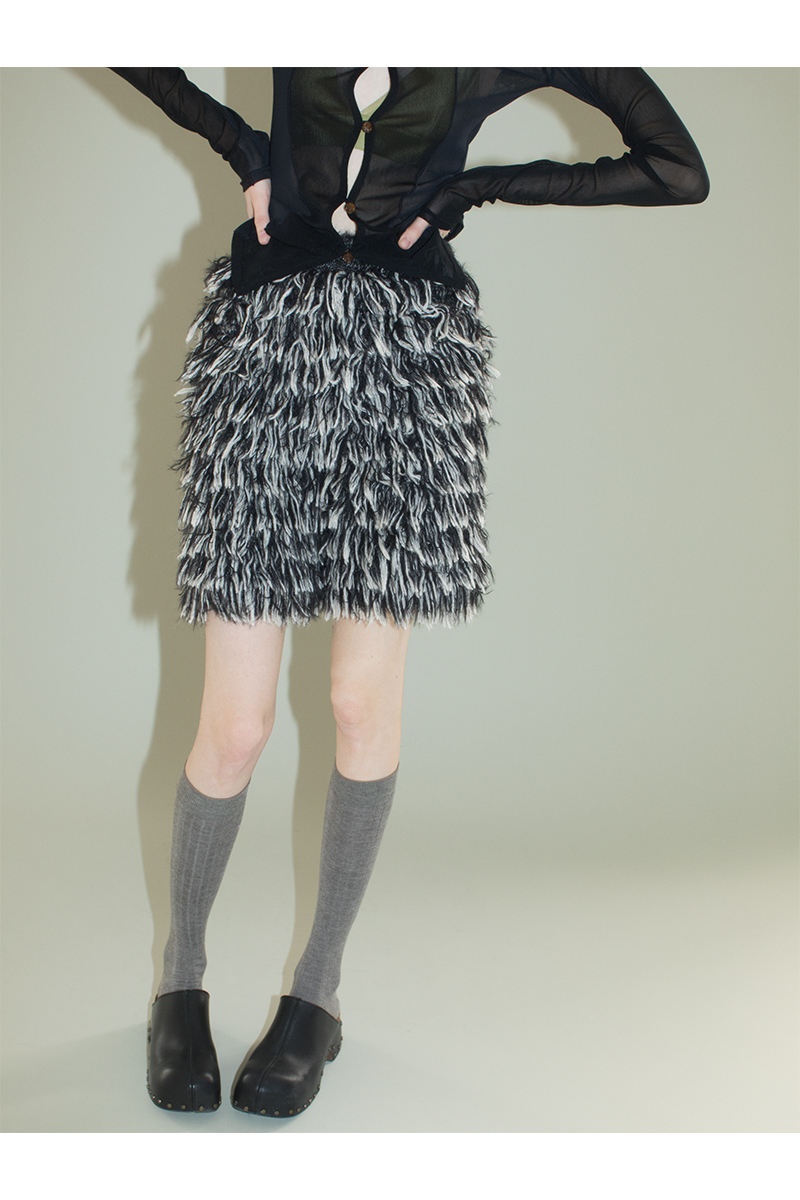 Mohair Mixed Fringe Shorts
