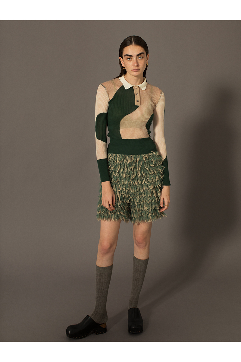 Mohair Mixed Fringe Shorts