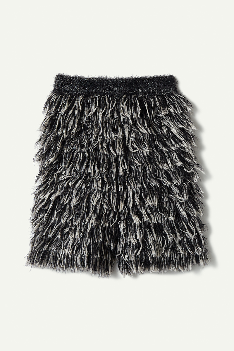 Mohair Mixed Fringe Shorts 詳細画像 Black 1