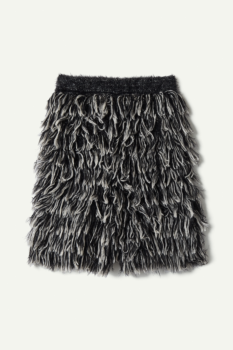 Mohair Mixed Fringe Shorts 詳細画像 Black 2