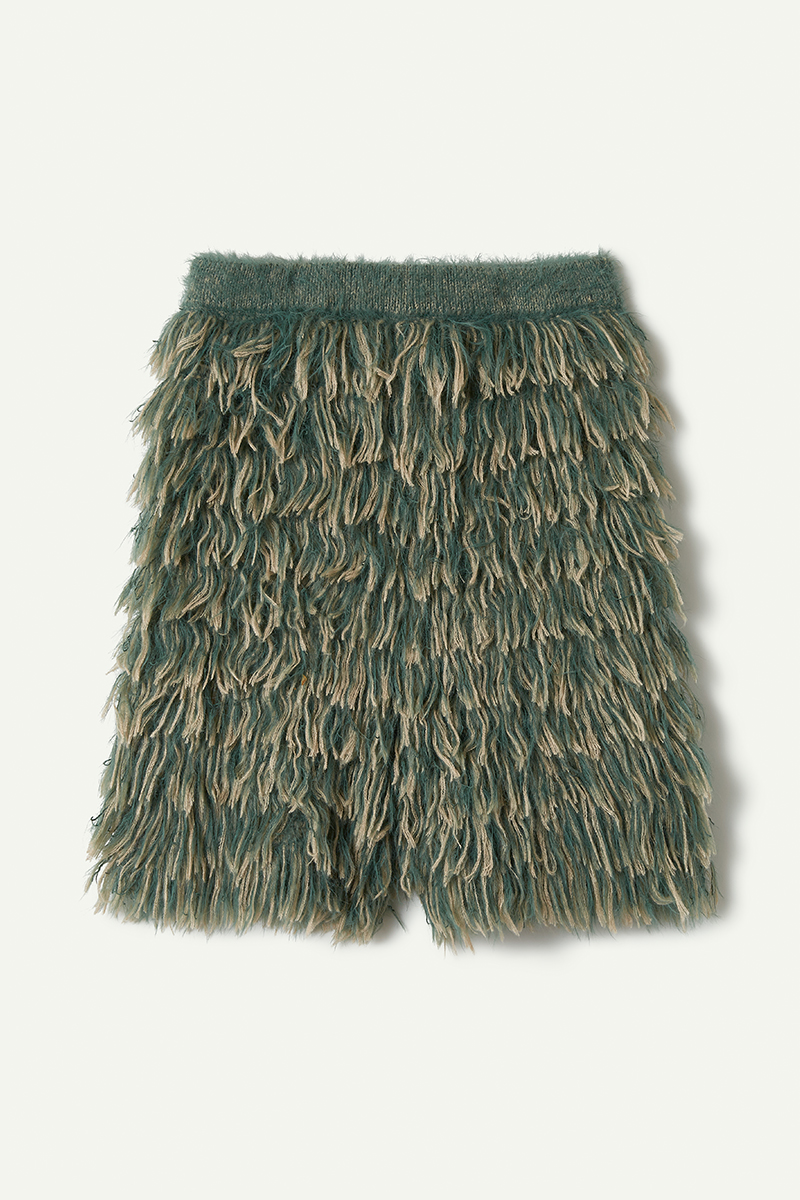 Mohair Mixed Fringe Shorts 詳細画像 Green 1