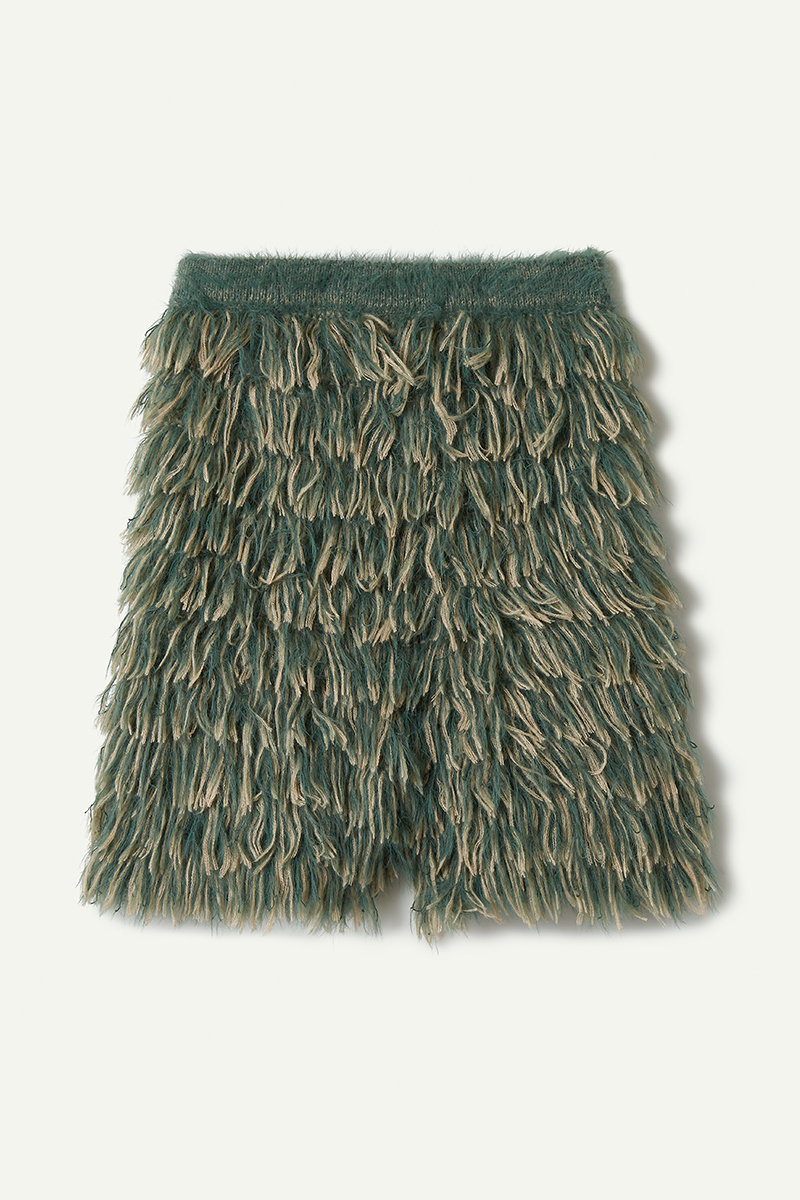 Mohair Mixed Fringe Shorts 詳細画像 Green 2
