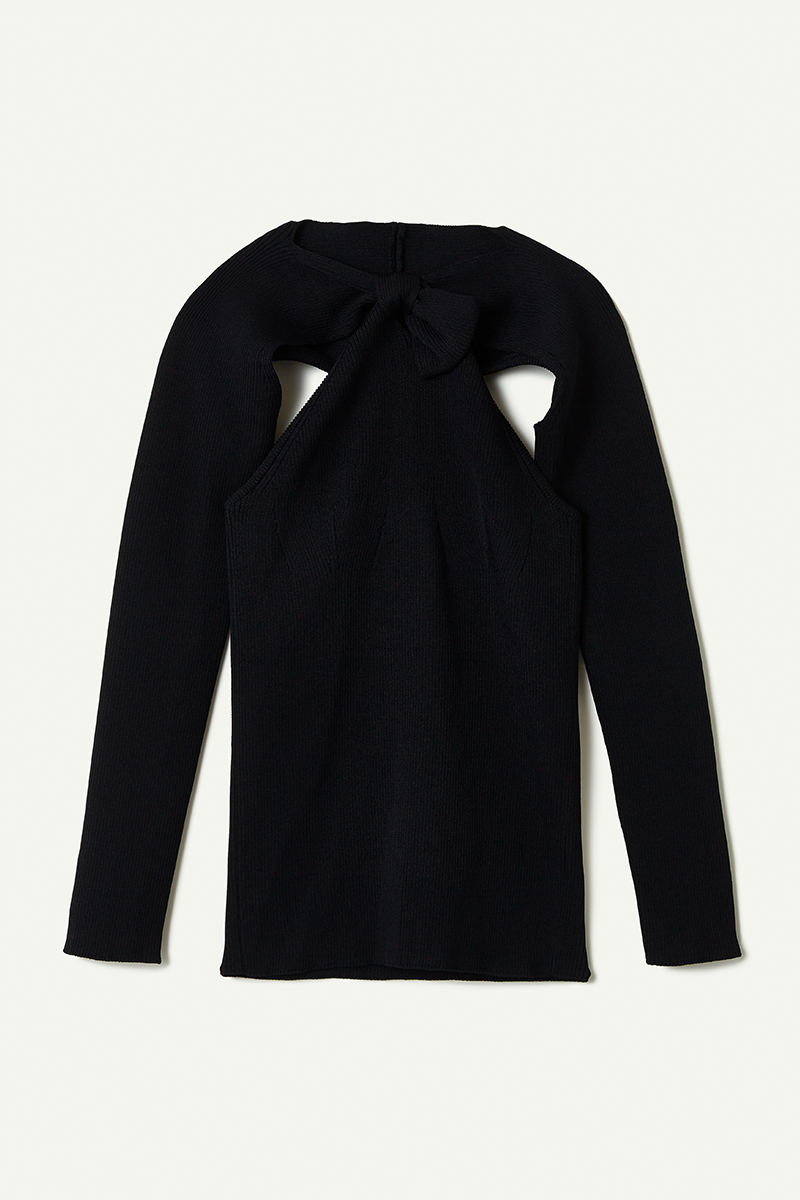 Naia Twist Knitted Top 詳細画像 Black 1
