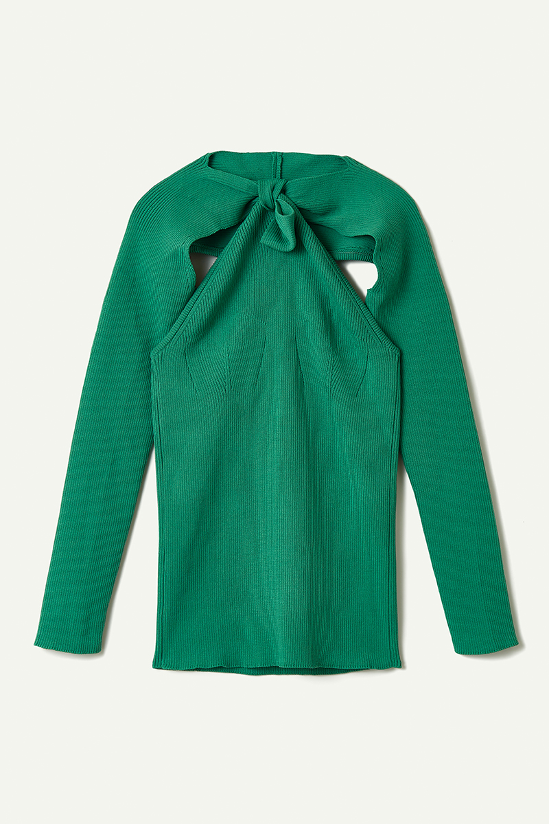 Naia Twist Knitted Top 詳細画像 Green 1