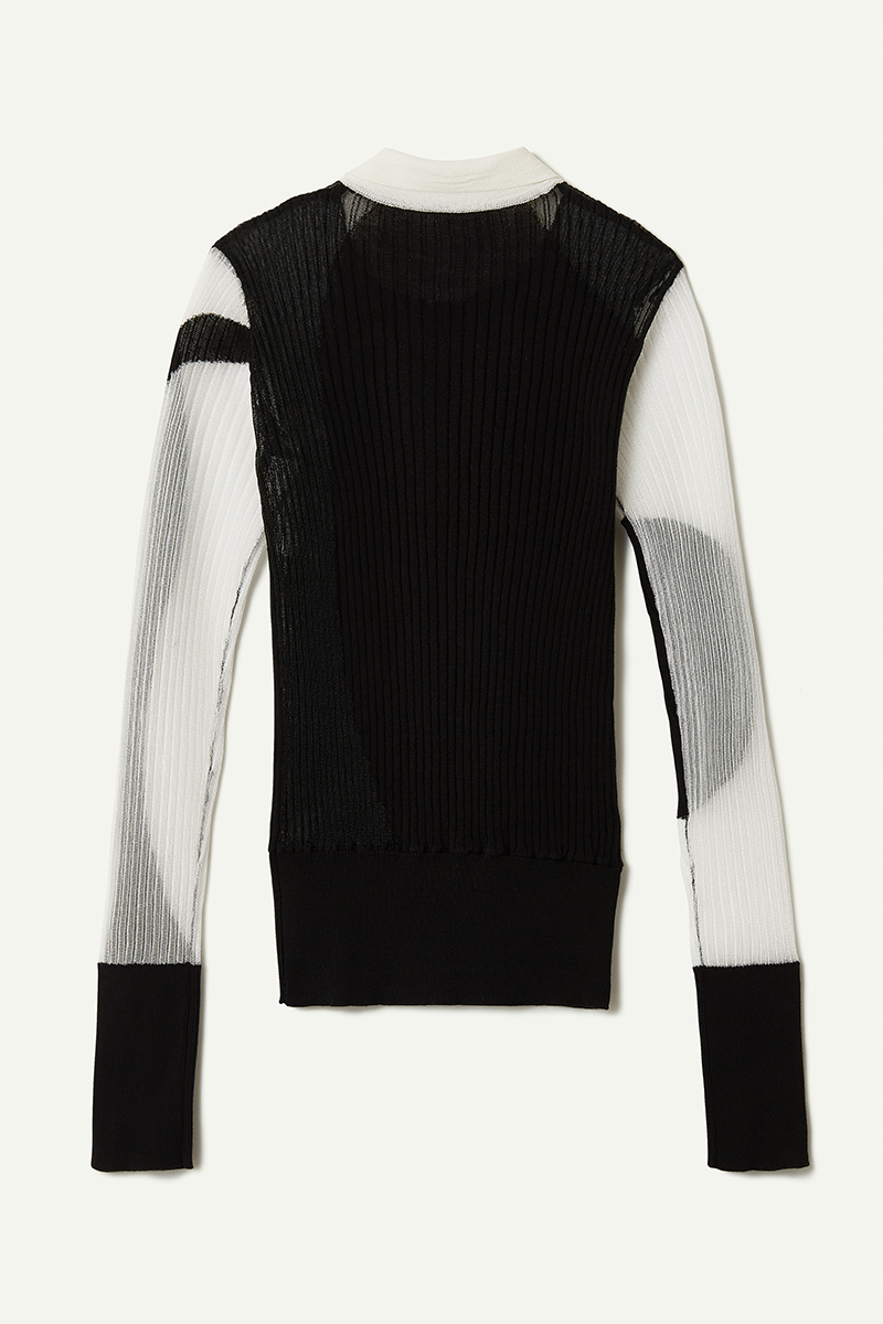 Intarsia Knitted Polo  詳細画像 Black 2