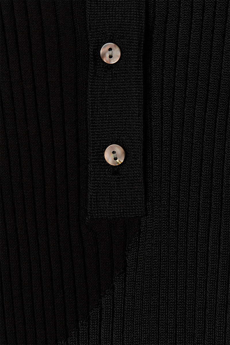 Intarsia Knitted Polo  詳細画像 Black 3