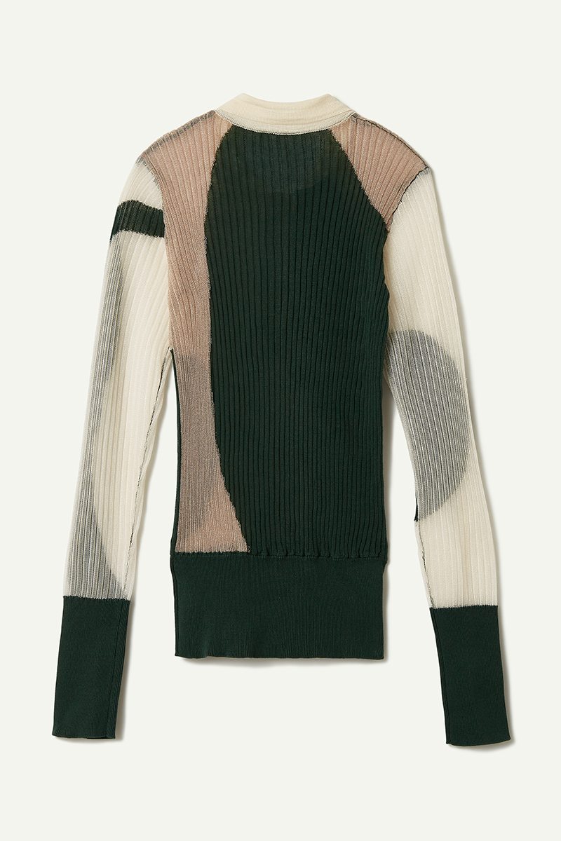 Intarsia Knitted Polo  詳細画像 Green 2