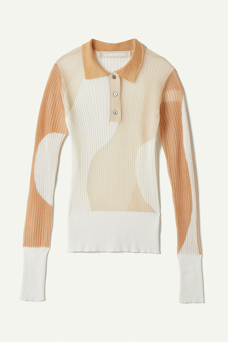Intarsia Knitted Polo  詳細画像 Beige 1