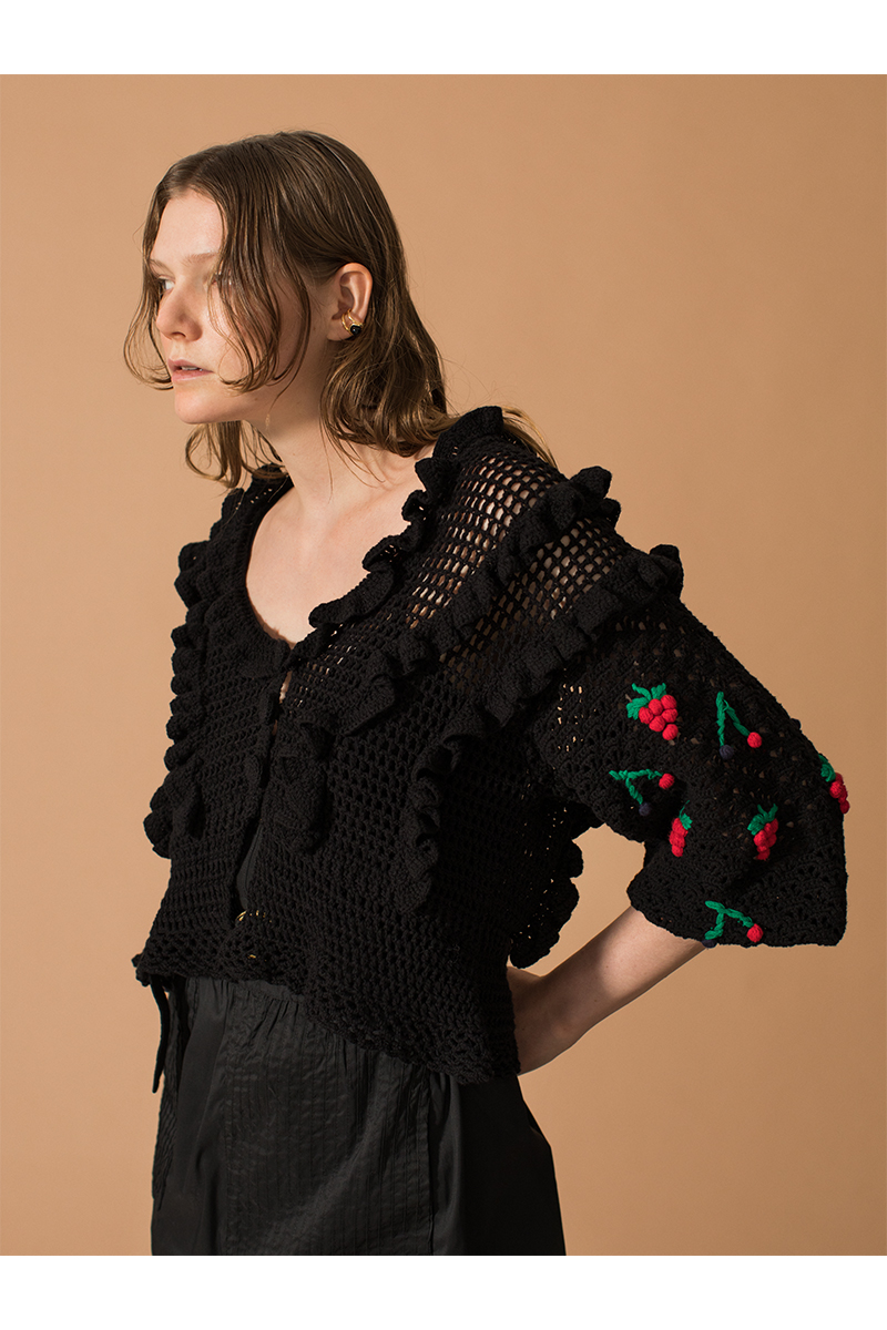 Fruits Mix Crochet Cardigan 詳細画像 Black 1