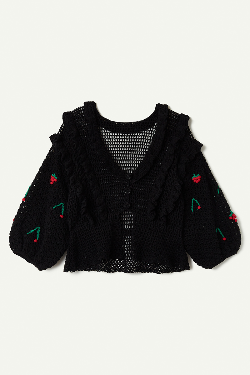 Fruits Mix Crochet Cardigan 詳細画像 Black 1