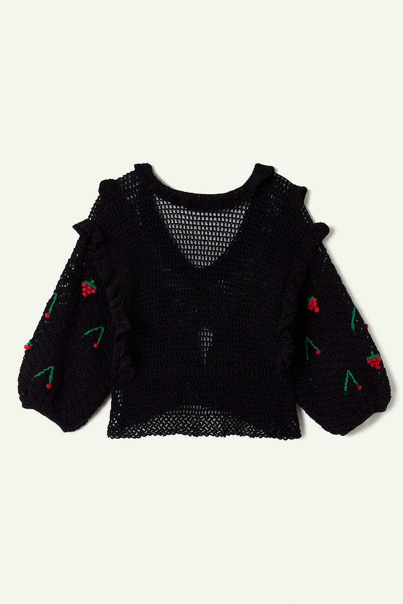 Fruits Mix Crochet Cardigan 詳細画像 Black 2
