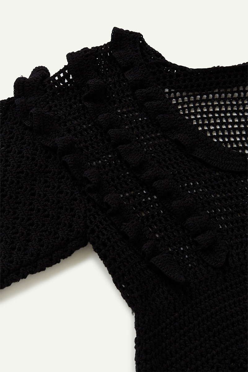 Fruits Mix Crochet Cardigan 詳細画像 Black 3