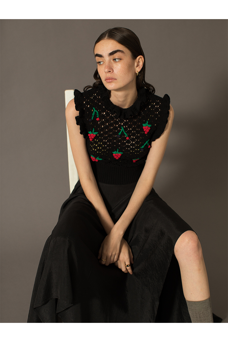 Fruits Mix Crochet Top 詳細画像 Black 1