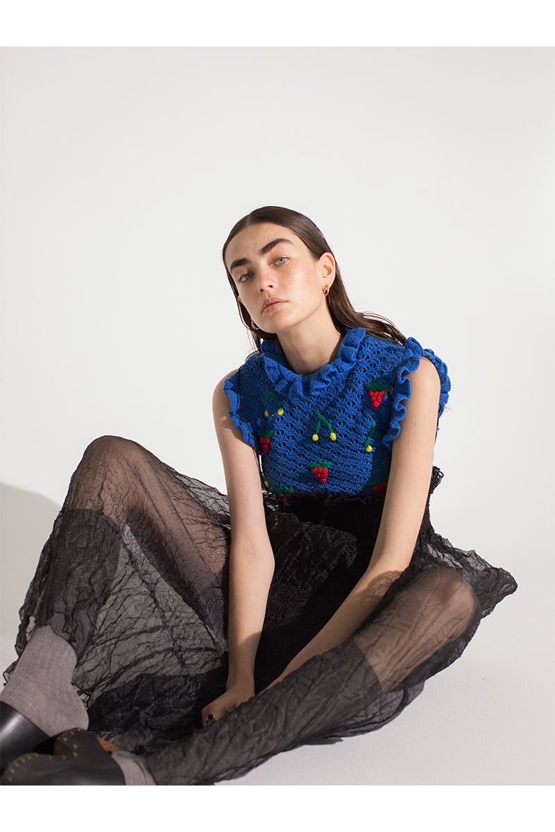 Fruits Mix Crochet Top 詳細画像 Blue 2