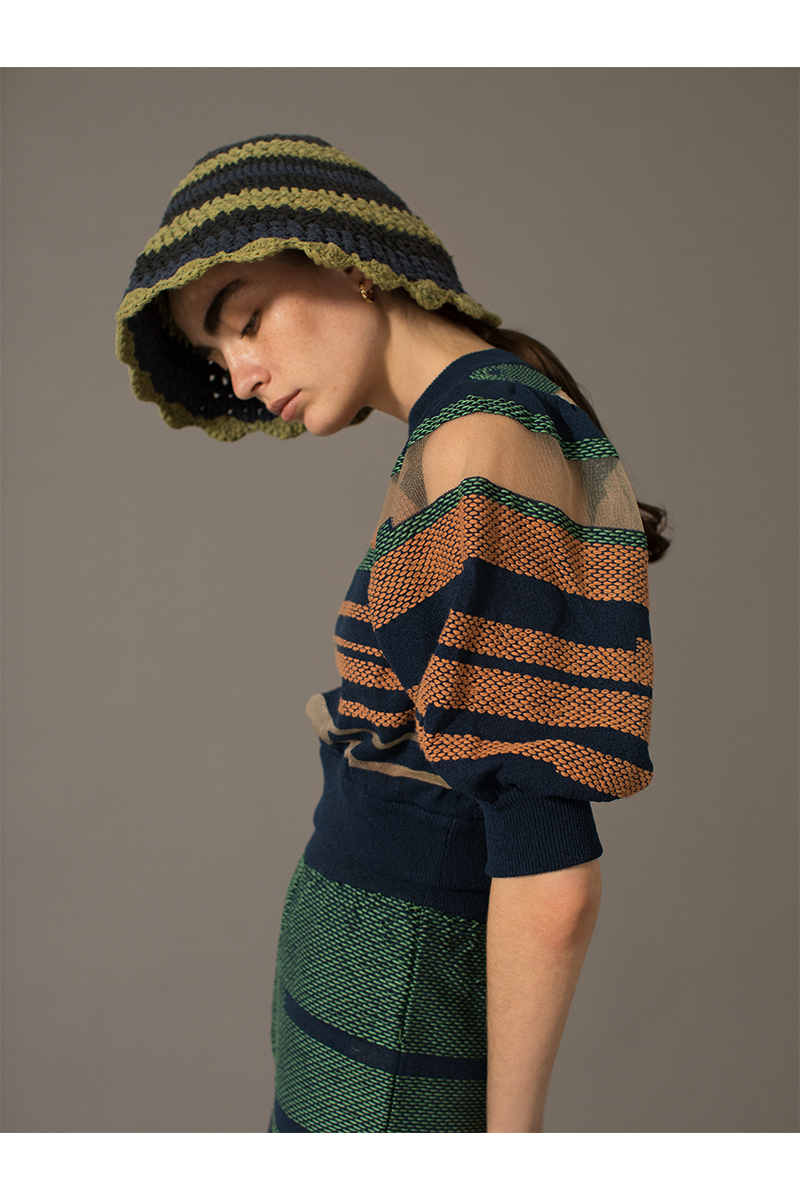Nature Weaving Knitted Top 詳細画像 Blue 2