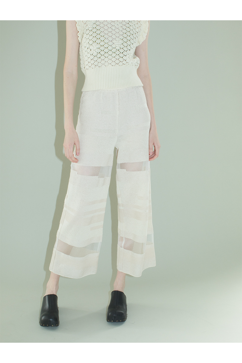 Nature Weaving Knitted Trousers 詳細画像 White 1