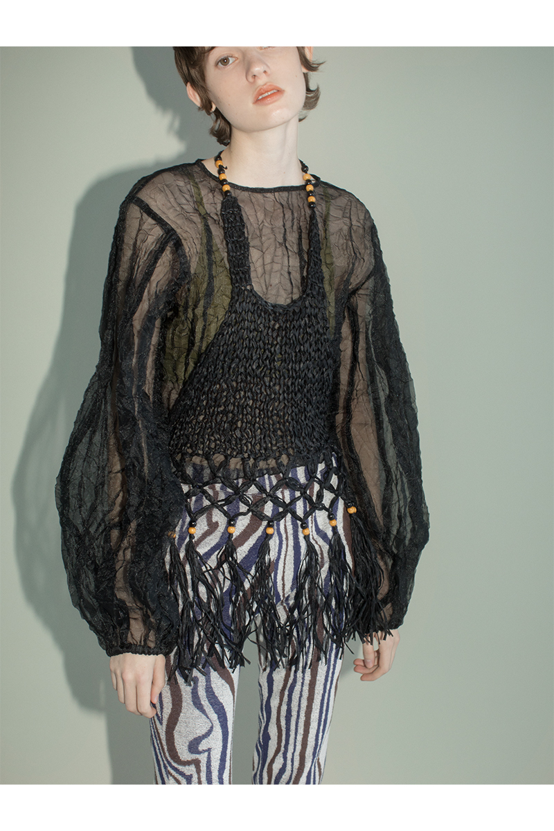 Washi Yarn Summer Top 詳細画像 Black 1