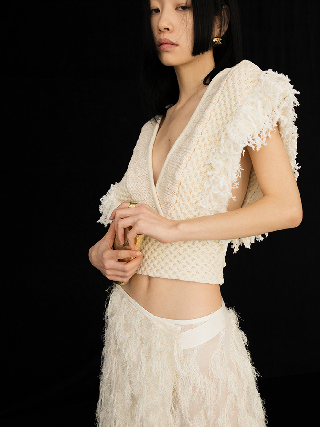 Patchwork Fringe Top 詳細画像 White 2