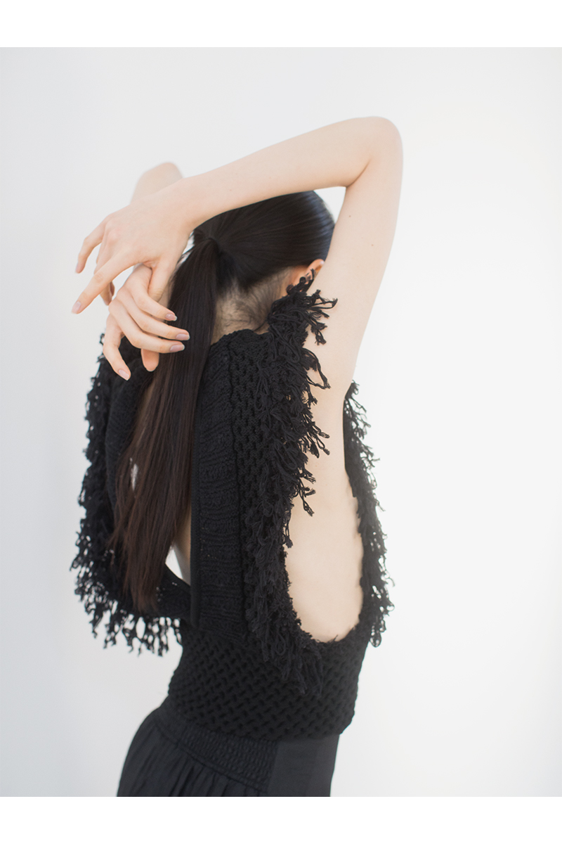 Patchwork Fringe Top 詳細画像 Black 2