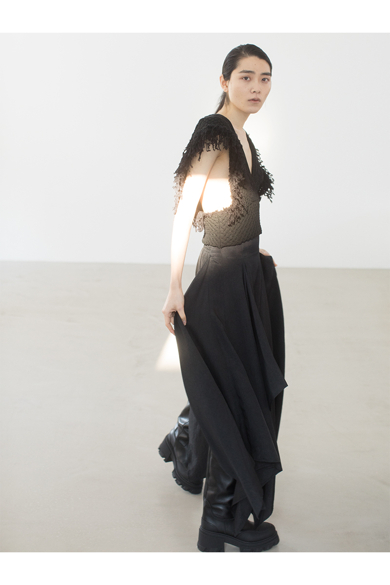 Patchwork Fringe Top 詳細画像 Black 3