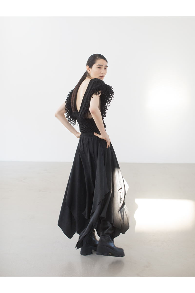 Patchwork Fringe Top 詳細画像 Black 4